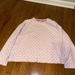 Sun-kissed Coconut Matching Hearts Pajama Set- Size XL top, Size Large bottoms